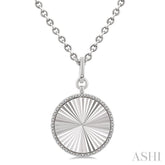1/10 Ctw Round Fluted Medallion Single Cut Diamond Pendant With Chain in Sterling Silver